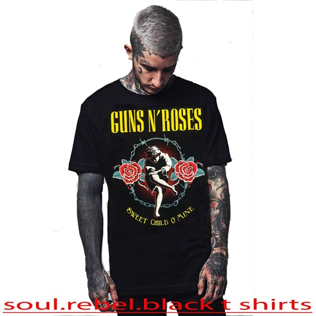 GUNS AND ROSES SWEET CHILD ON MINE HARD ROCK BLACK T SHIRT MEN'S SIZES