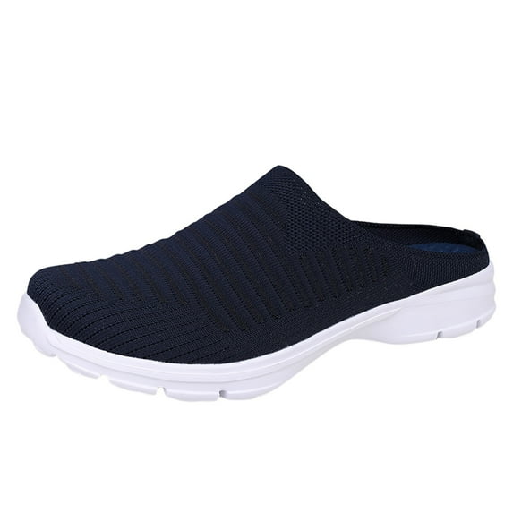 GUOBIOZIY Backless Sneakers Womens Mules and Clogs Slip On Breathable Casual Sneakers Walking Shoes Women Lightweight Non Slip(Black,9)