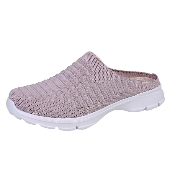 GUOBIOZIY Backless Sneakers Womens Mules and Clogs Slip On Breathable Casual Sneakers Walking Shoes Women Lightweight Non Slip(Purple,10)