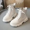 thumbnail image 1 of GUOBIOZIY Boots for Girls Leather Fashion Ankle Boots with Side Zipper for Little Kid/Big Kid White,4-4.5 Y, 1 of 8