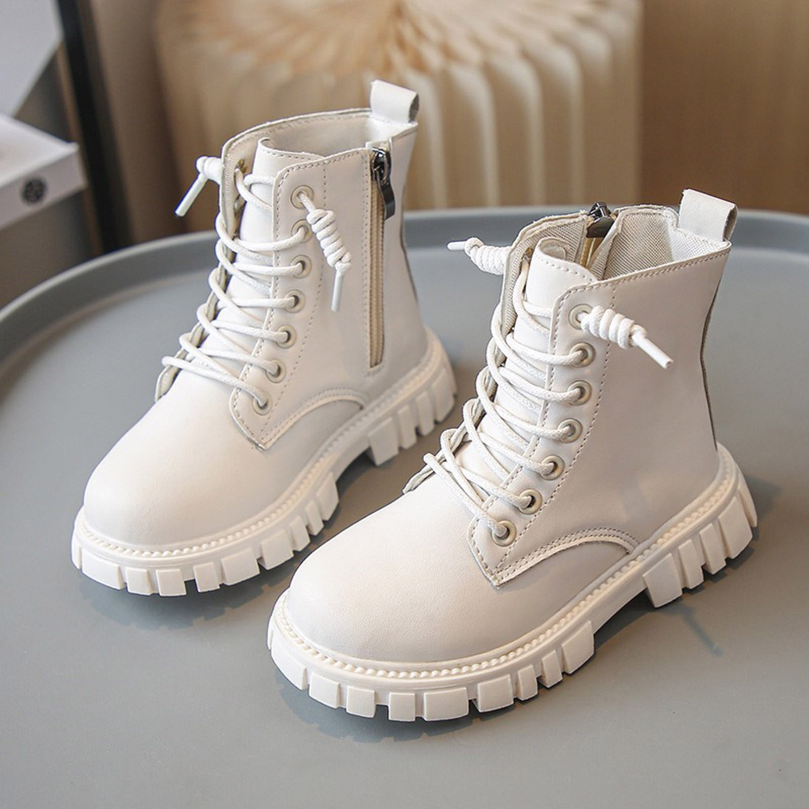 GUOBIOZIY Boots for Girls Leather Fashion Ankle Boots with