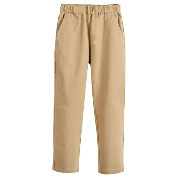 GUOBIOZIY Boys Sweatpants, Youth Cotton Athletic Joggers Pants with Pockets and Drawstring (Khaki,6-7 Y)