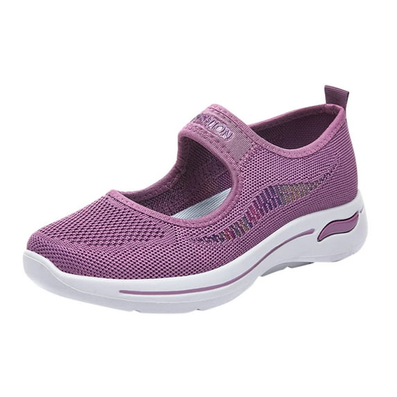 GUOBIOZIY Fashion Women's Shoes Breathable Slip-on Mesh Outdoor Leisure Casual Sneakers(Purple,7.5)