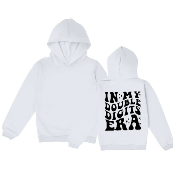 GUOBIOZIY Girl's Hoodie Letter Print Long Sleeve Sweatshirt Casual Pullover Tops (White,B)