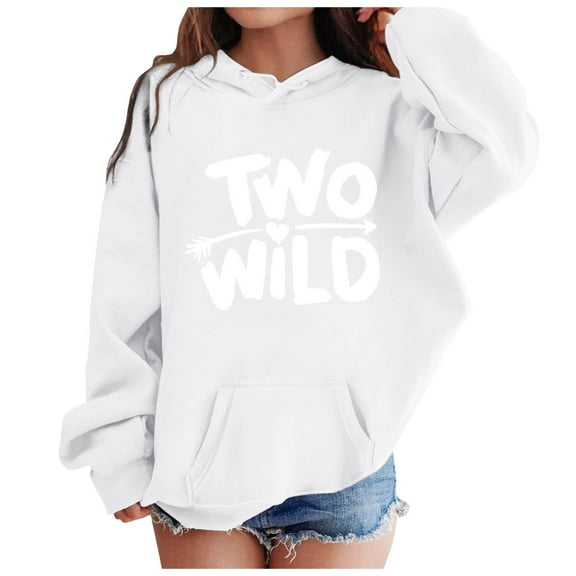 GUOBIOZIY Girl's Hoodies Print Long Sleeve Pullover Tops Cute Sweatshirt Athletic Clothes (White,8-10 Y)