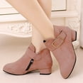 thumbnail image 1 of GUOBIOZIY Girls Ankle Boots Kids Ankle Booties Low Heel Outdoor Warm Shoes for Little Kids/Big Kids (Pink,8-9 Y), 1 of 8
