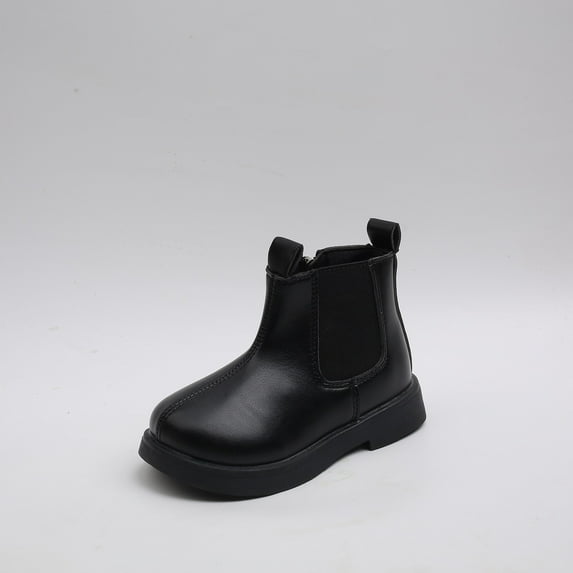 GUOBIOZIY Girls Ankle Boots Kids Side Zipper Low Heels Booties for Toddler Little Kid/Big Kid Black,5-5.5 Y