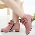 thumbnail image 1 of GUOBIOZIY Girls Ankle Boots Low Heels Zipper Dress Booties for Toddler/Little/Big Kid (Pink,10.5-11 Y), 1 of 9