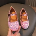 thumbnail image 1 of GUOBIOZIY Girls Dress Shoes Adorable Sparkle Mary Jane Flats for Wedding Party（Pink,3.5-4 Y）, 1 of 7