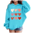 thumbnail image 1 of GUOBIOZIY Girls Hoodies for Kids Letter Graphic Oversized Long Sleeve Pockets Drawstring Sweatshirts (Light Blue,5-6 Y), 1 of 4