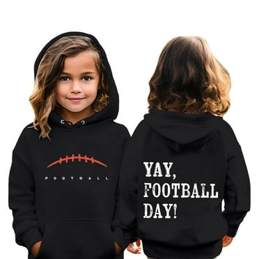 GUOBIOZIY Girls' Letter Graphic Print Hoodies Long Sleeve Pullover Hoodie Sweatshirt (Black,3-4 Y)