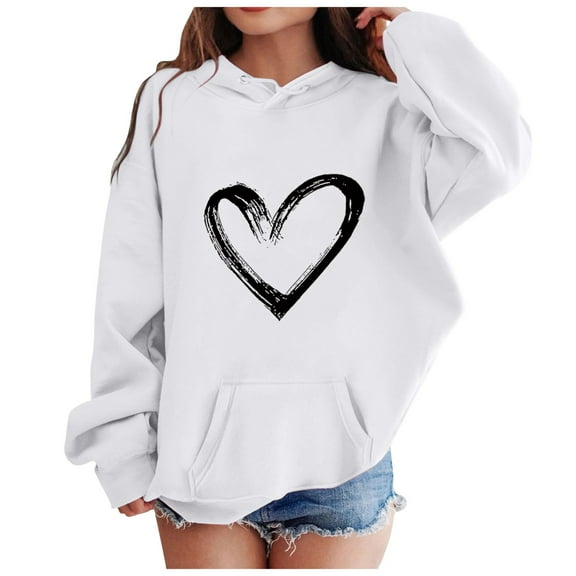 GUOBIOZIY Girls Hoodie Long Sleeve Sweatshirt Graphic Hoody Kids Cute Pullovers Top Clothes for Girls(White,4-5 Years)