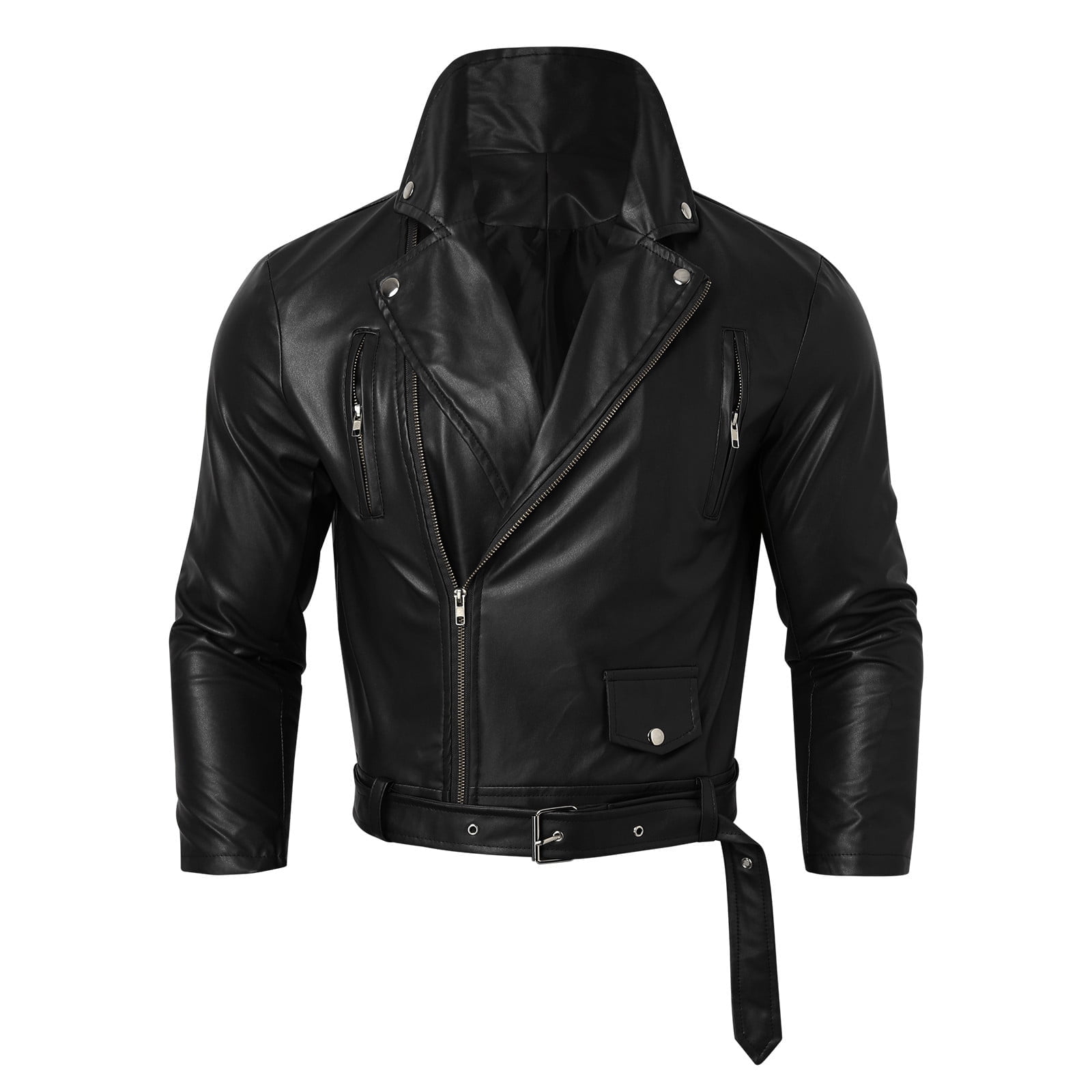 YLSDY Men's Rollbacks PU Leather Jacket Spiderman Pattern