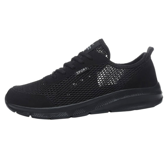 GUOBIOZIY Mens Casual Dress Shoes Mesh Dress Sneakers Lace-up Comfortable Lightweight Walking Shoes(Black,11.5)