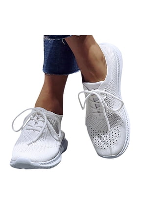Running Shoes Women Arch Support Workout Sneakers Slip on Tennis Shoes(White,9)