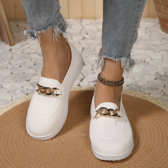 GUOBIOZIY Shoes for Women Woven Slip on Go Walking Shoes Arch Support Breathable Casual Shoes Lightweight Shoe（White,7.5）