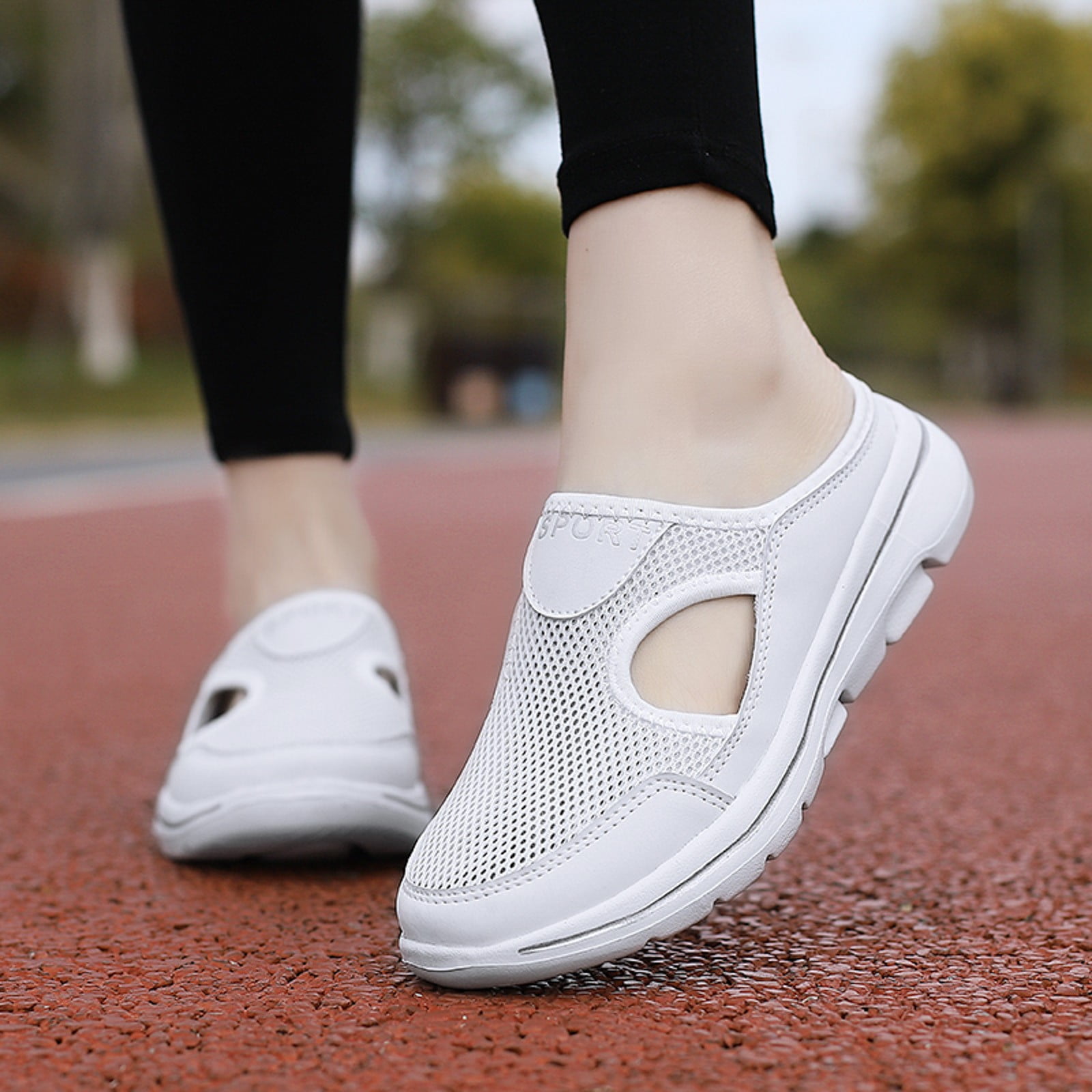 GUOBIOZIY Womens Open Back Sneakers Slip On Mules Shoes Comfort