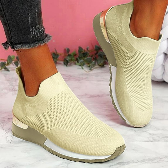 GUOBIOZIY Sneakers Women Walking Shoes Comfortable Lightweight Work Casual Workout Shoes for Indoor Outdoor Gym Travel(Khaki,9)