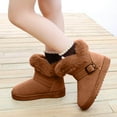 thumbnail image 1 of GUOBIOZIY Toddler Boys Girls Winter Boots Kids Outdoor Warm Booties Non-Slip Walking Shoes Ankle Boots (Brown,11-11.5 Y), 1 of 6