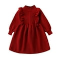 thumbnail image 1 of GUOBIOZIY Toddler Girls Sweater Dresses Crewneck Long Sleeve A-Line Ribbed Knit Dresses Kids Fall Winter Dresses RD2,2-3 Y, 1 of 3