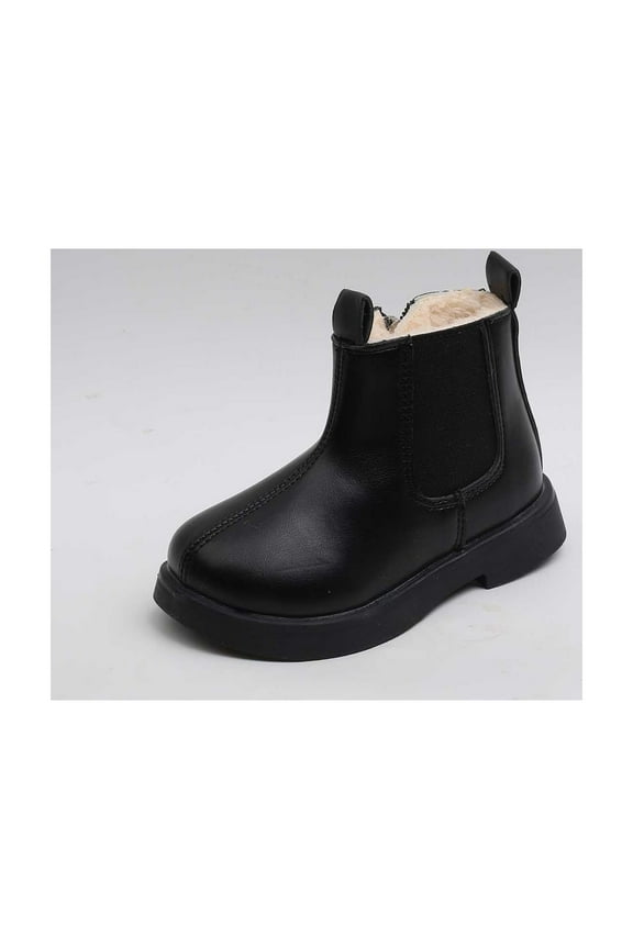 Toddler Girls Winter Boots Kids Outdoor Warm Booties Non-Slip Walking Shoes Ankle Boots Black,4.5-5 Y