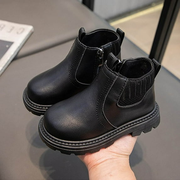 GUOBIOZIY Toddler/Little Kid/Big Kid Girls Ankle Boots Outdoor Zipper Comfortable Girls Boots Baby Kids Boots Black,2.5-3 Y