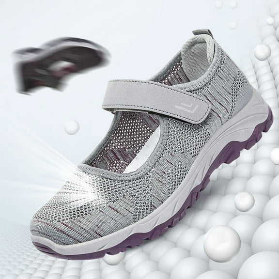 GUOBIOZIY Women's Slip on Walking Shoes Lightweight Athletic Sneakers Comfort Casual Shoes(Grey,7)