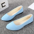 thumbnail image 1 of GUOBIOZIY Women Girls Solid Big Size Slip On Flat Shallow Comfort Casual Single Shoes（Light blue,7.5）, 1 of 5