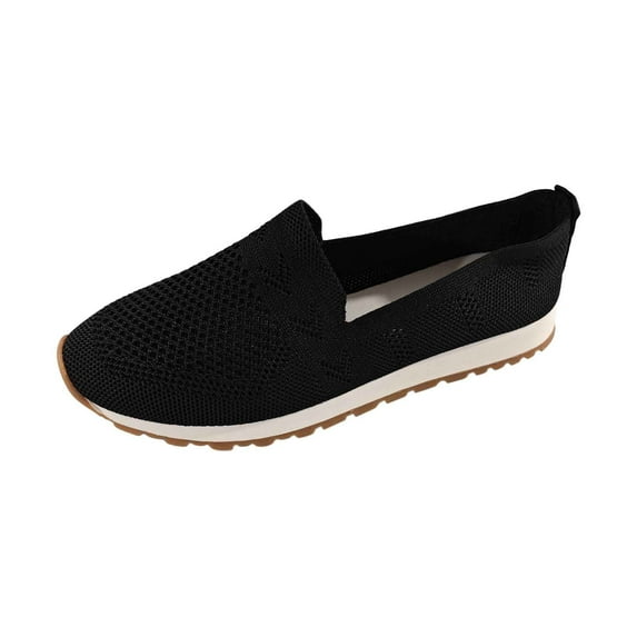 GUOBIOZIY Women Mesh Slip On Sneakers Ladies Sports Shoes Works Loafers(Black,7.5)