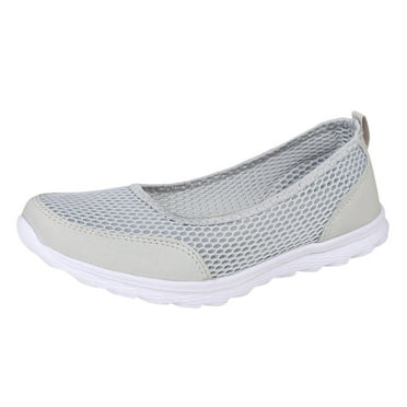 GUOBIOZIY Women Mesh Slip On Sneakers Ladies Sports Shoes Works Loafers(Grey,6.5)