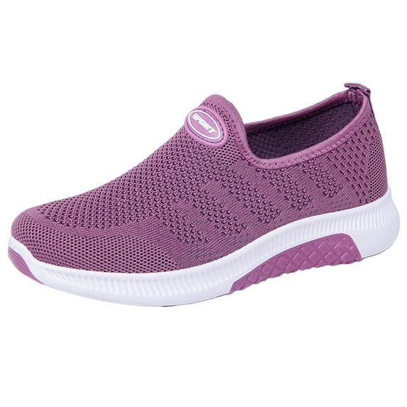 GUOBIOZIY Women Mesh Slip on Sneakers Ladies Sports Shoes Works Sneakers Walking Shoes(Purple,6.5)