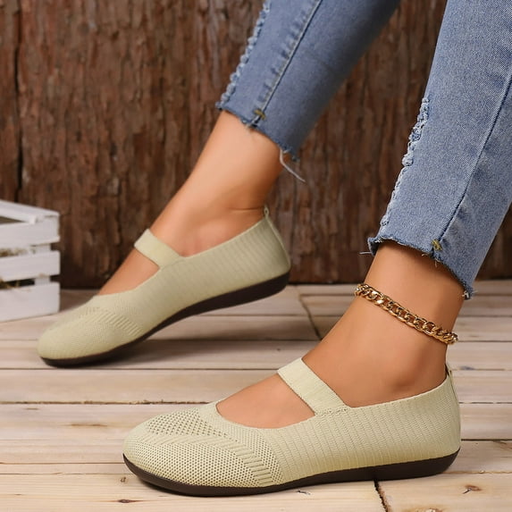 GUOBIOZIY Women's Athletic Walking Shoes Slip on Casual Mesh-Comfortable Tennis Workout Sneakers(Beige,7)