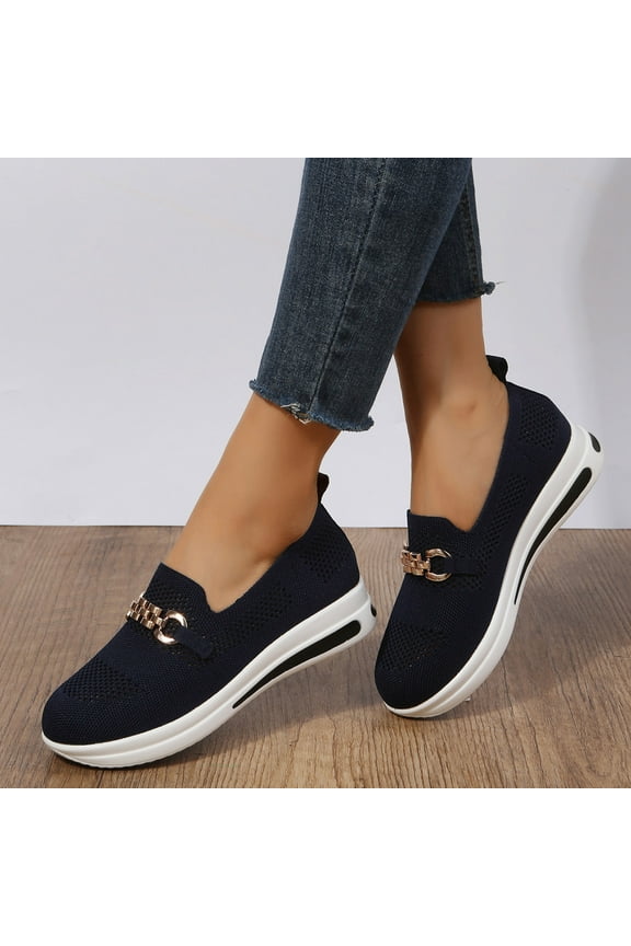 Women's Athletic Walking Shoes Slip on Casual Mesh-Comfortable Tennis Workout Sneakers Womens Running Shoes(Dark Blue,7.5)