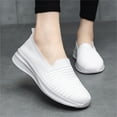 thumbnail image 1 of GUOBIOZIY Womens Walking Shoes Slip on Sneakers Comfortable Knitted Mesh Sneakers Lightweight Casual Work Shoes（White,9）, 1 of 7