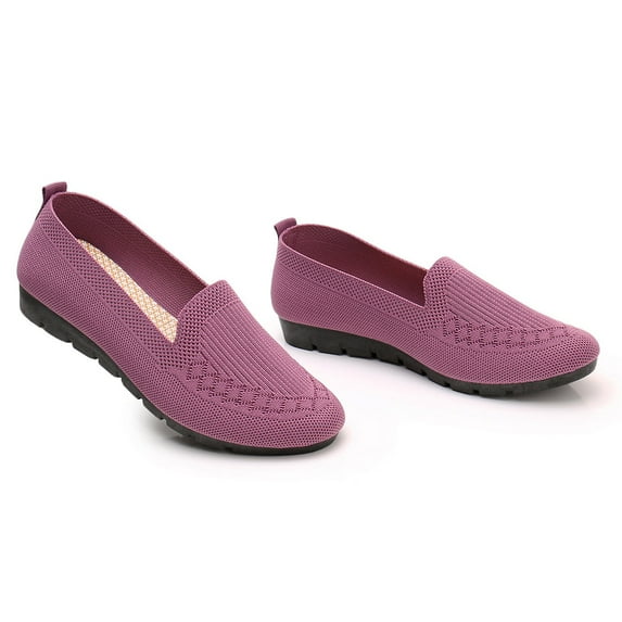 GUOBIOZIY Women's Casual Walking Shoes Breathable Mesh Work Slip-on Sneakers Womens Running Shoes(Purple,7.5)