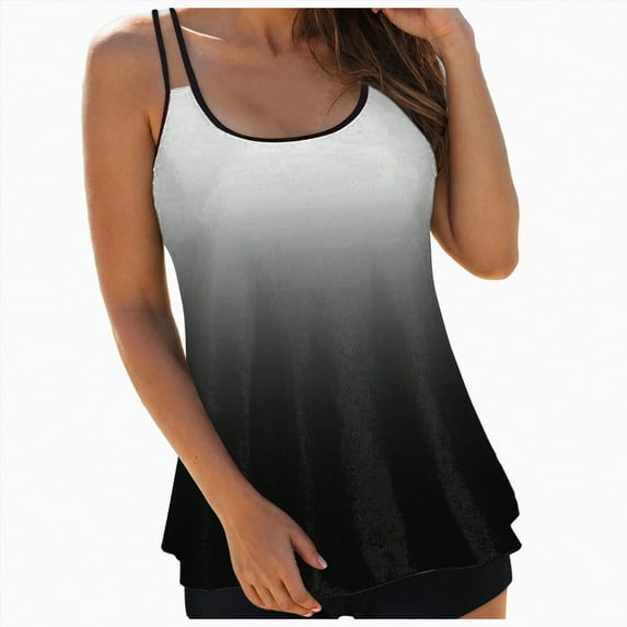 GUOBIOZIY Women's Flowy Tankini Tops Only - Modest Bathing Suit Loose Fit Plus Size Swimsuit Swim Tops for Women Summer High Waist Soft Comfortable Swimwear (White,XXL)