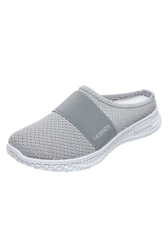 Womens Clogs Slip On Walking Shoe Backless Mules Women's Mule Sneakers Driving Breathable Closed Toe Casual Shoe(Grey,7)