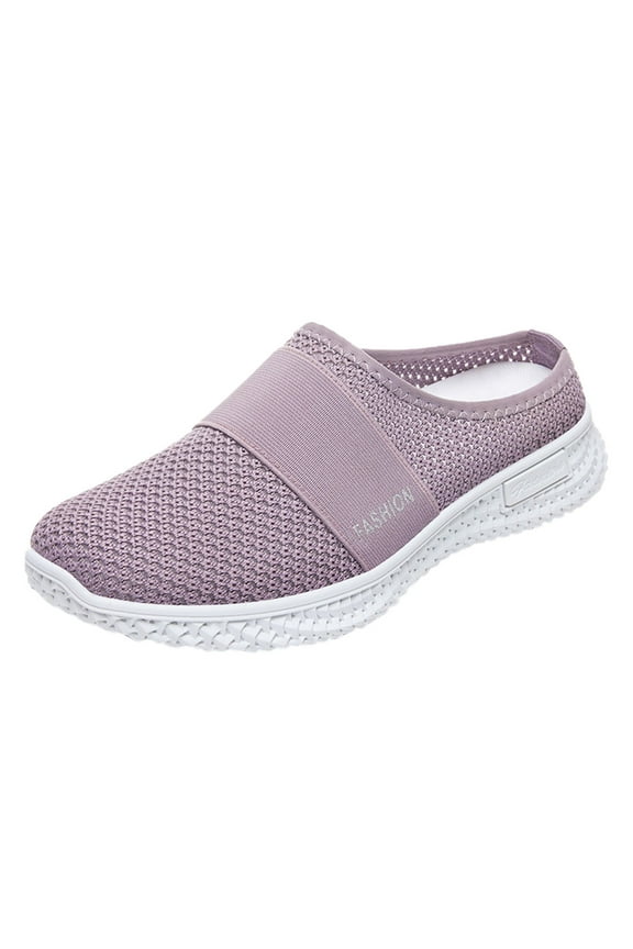 Womens Clogs Slip On Walking Shoe Backless Mules Women's Mule Sneakers Driving Breathable Closed Toe Casual Shoe(Purple,6.5)