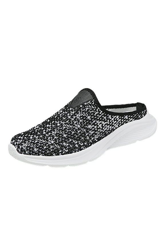 Women's Slip-On Backless Slippers Platform Sneakers(Black,8)