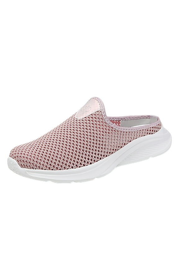 Womens Open Back Sneakers Non Slip Comfort Shoes Backless Slip On Sneakers(Pink,7)