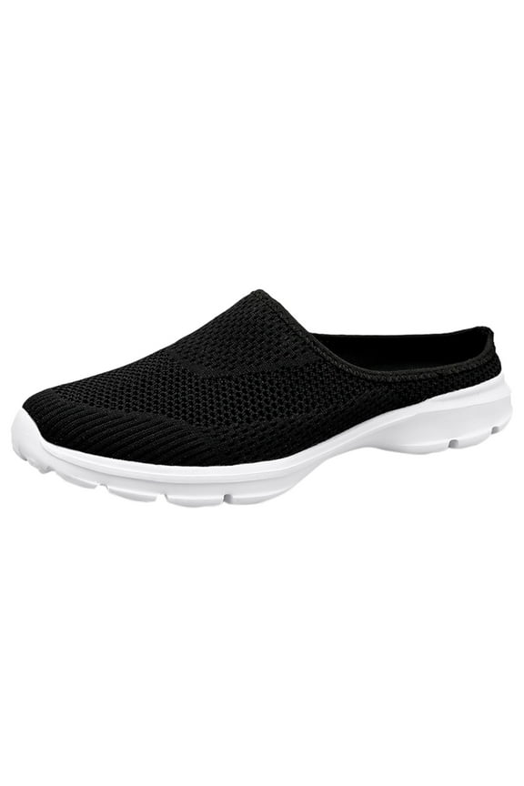 Womens Open Back Sneakers Slip On Mules Shoes Comfort Backless Loafers Shoes(Black,9)