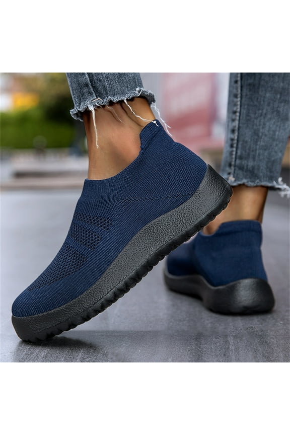 Sneakers for Women Casual Slip on Walking Shoes-Comfortable Mesh Tennis Running Sneakers(Dark Blue,6.5)