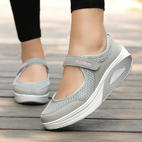 GUOBIOZIY Womens Sneakers Women's Sock Walking Shoes - Comfortable Mesh Slip on Easy Sneakers for Gym Travel Work(Grey,6.5)