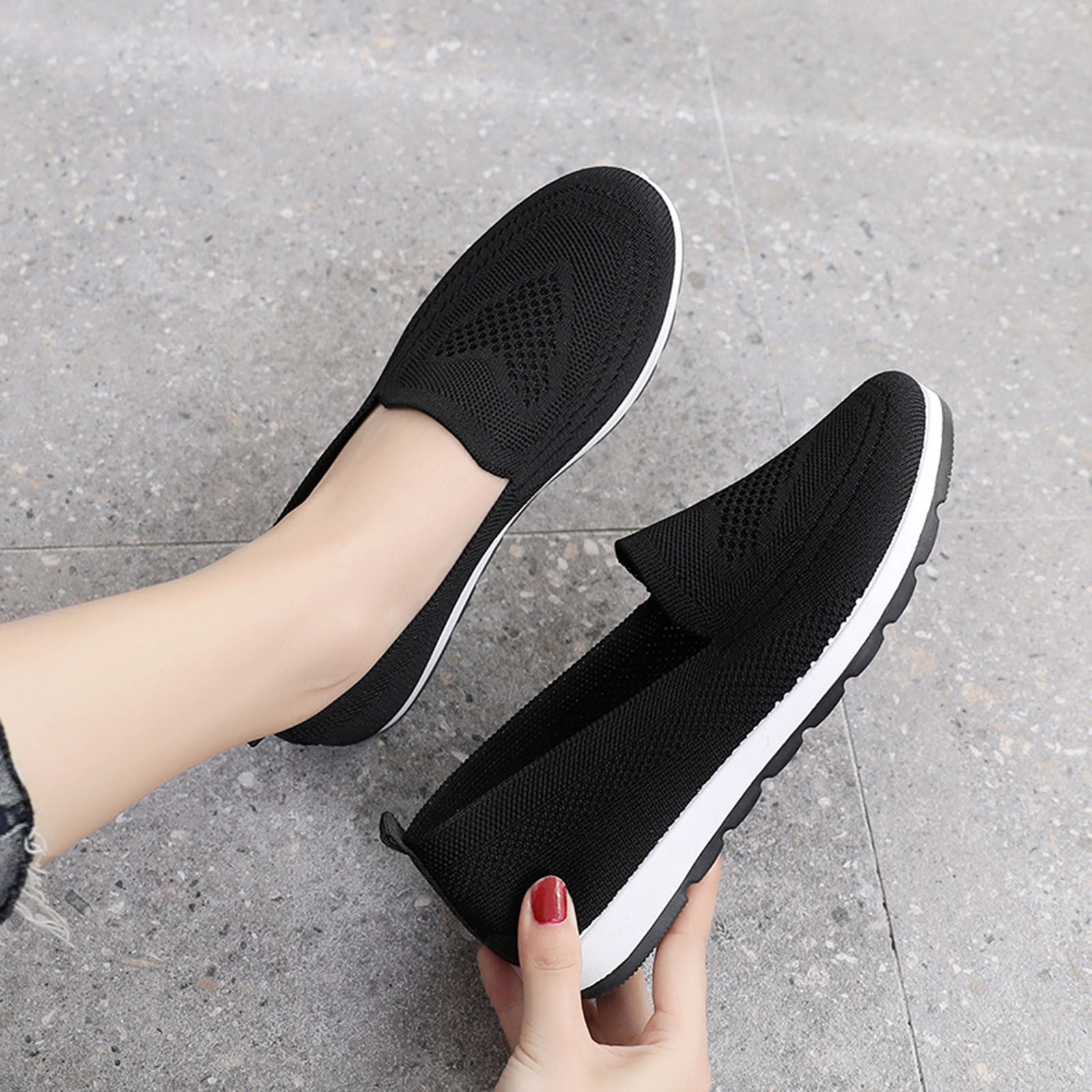 GUOBIOZIY Womens Sneakers Womens Tennis Running Shoes Walking Shoes Lightweight Casual Sneakers for Travel Gym Work(Black,7.5)
