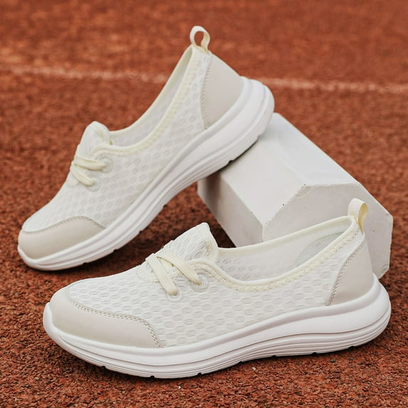 GUOBIOZIY Womens Sneakers Womens Walking Shoes Slip on Sock Tennis Water Sneakers Casual Mesh Comfortable Athletic Breathable Running(White,7.5)