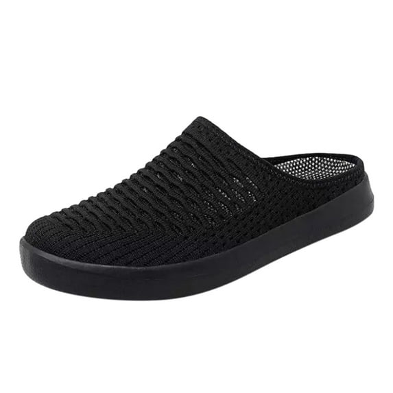 GUOBIOZIY Women's Slip-On Orthopedic Arch Support Backless Slippers Platform Sneakers,Breathable Knitted Mesh Soft Comfortable(Black,10)