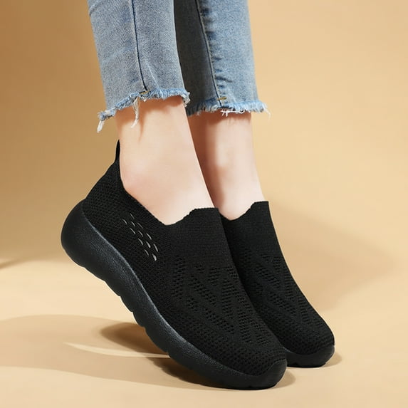 GUOBIOZIY Womens Walking Shoes Slip On Lightweight Sneakers for Tennis Gym Running Workout Yoga(Black,8)