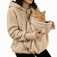 thumbnail image 1 of GUOBIOZIY Womens Zip Up Fleece Hoodie Large Front Pet Holding Pouch Long Sleeve Drawstring Loose Casual Outerwear Jacket, 1 of 9