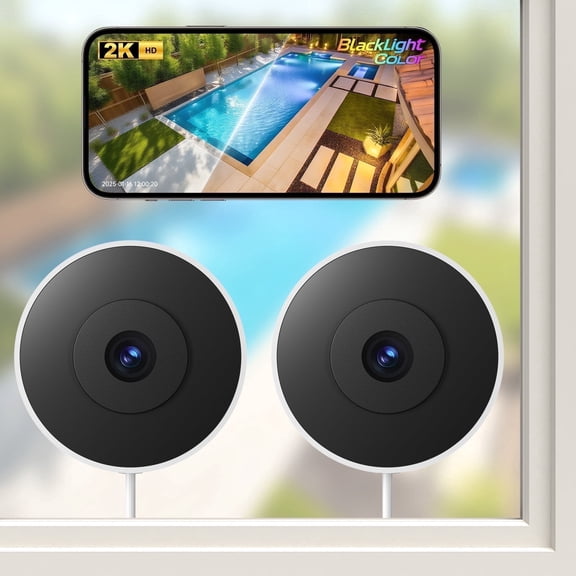 2K Window Camera, 2.4G&5G WIFI Indoor Camera for Home Security, Full Color Night Vision, Anti-Glare, AI-Powered Motion Detection, 24/7 Recording, Easy & Quick Setup(2 Pack)
