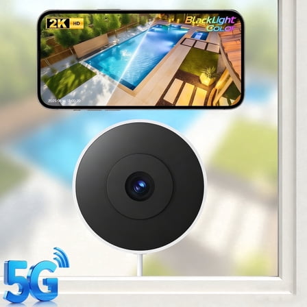 Window Camera, 2.4G&5G WIFI Home Security Camera 2K Indoor Outdoor Cameras for Home Security, Starlight Night Vision, 911 Emergency Dispatch, US Based Cloud, Easy & Quick Install